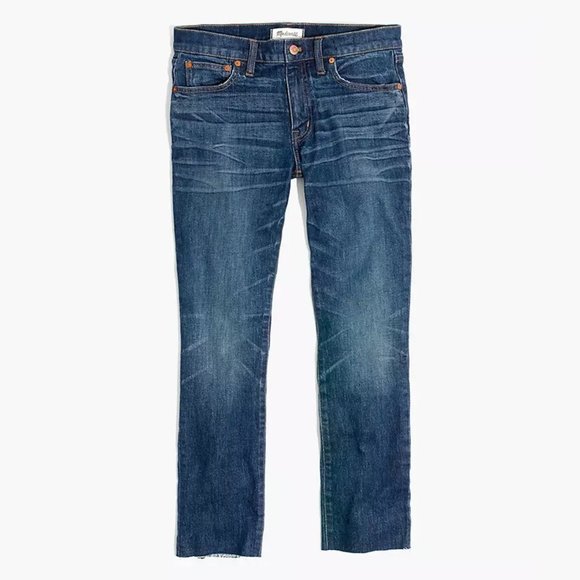 Madewell Denim - MADEWELL the slim boyjean raw hem edition dark wash